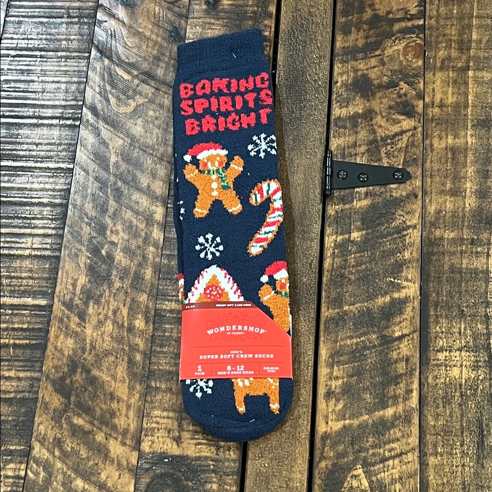 Wondershop Navy Holiday Socks with Gingerbread and Candy Cane